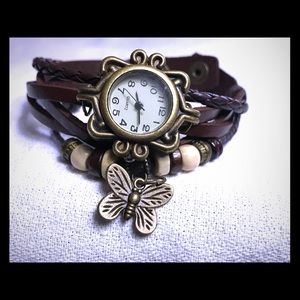 Butterfly charm watch Brown